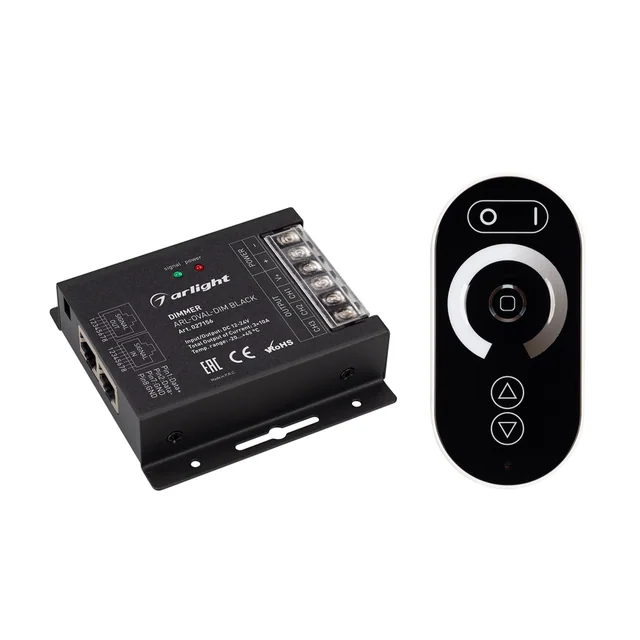 Диммер ARL-OVAL-DIM Black (12-24V, 3x10A, ПДУ Овал, RF, RJ45) (Arlight, IP20 Металл, 3 года), артикул 027156