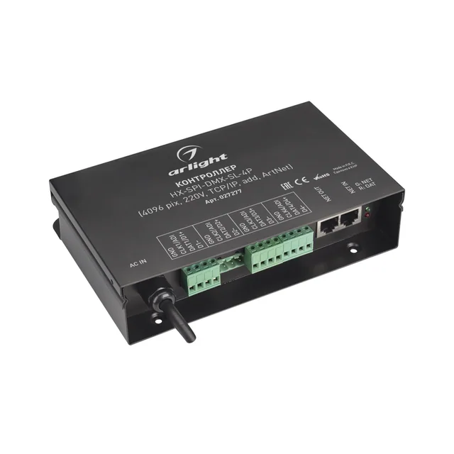 Контроллер HX-SPI-DMX-SL-4P (4096 pix, 220V, TCP/IP, add, ArtNet) (Arlight, IP20 Металл, 2 года), артикул 027277