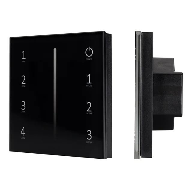 Панель Sens SMART-P17-DIM Black (230V, 4 зоны, 2.4G) (Arlight, IP20 Пластик, 5 лет), артикул 028129