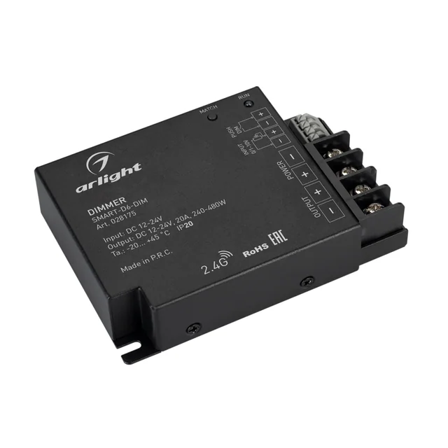 Диммер SMART-D6-DIM (12-24V, 1x20A, 2.4G) (Arlight, IP20 Металл, 5 лет), артикул 028175