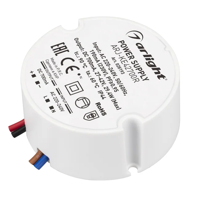 Блок питания ARJ-KE42700R (29W, 700mA, PFC) (Arlight, IP44 Пластик, 5 лет), артикул 028193