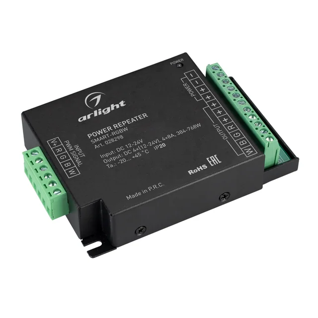 Усилитель SMART-RGBW (12-24V, 4x8A) (Arlight, IP20 Металл, 5 лет), артикул 028298