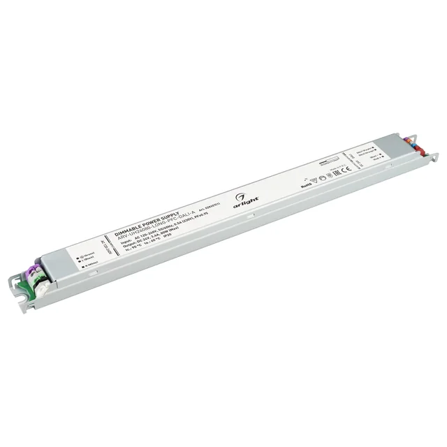 Блок питания ARV-UH24080-LONG-PFC-DALI-A (24V, 3.4A, 80W) (Arlight, IP20 Металл, 7 лет), артикул 028357(1)