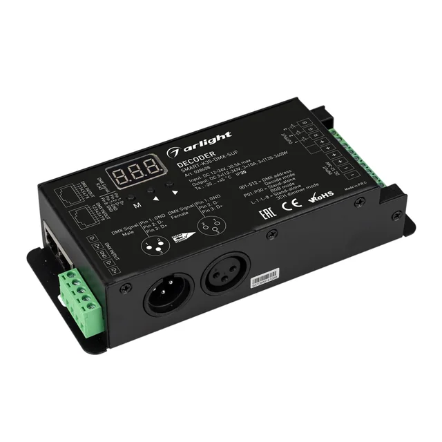 Декодер SMART-K35-DMX-SUF (12-36V, 3x10A, XLR3) (Arlight, Металл), артикул 028408