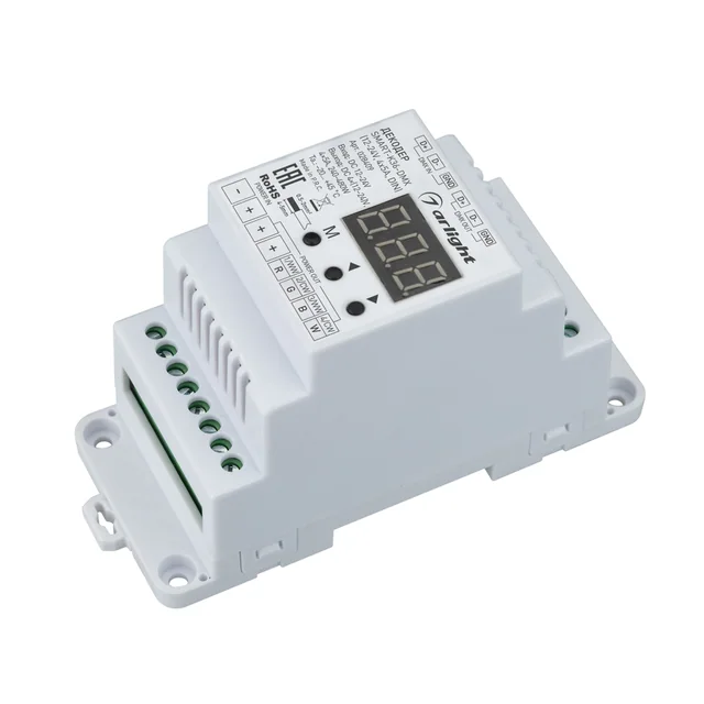 Декодер SMART-K36-DMX (12-24V, 4x5A, DIN) (Arlight, IP20 Пластик, 5 лет), артикул 028409
