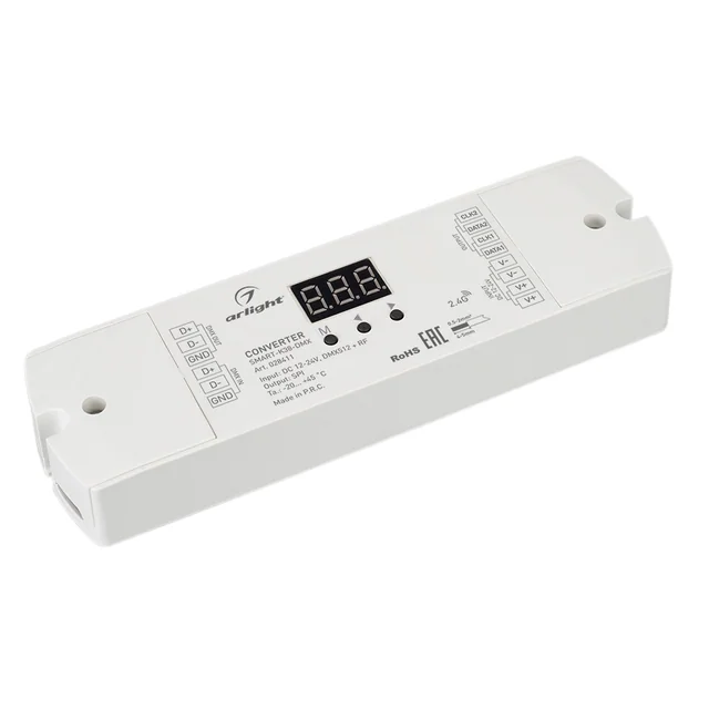 Конвертер SMART-K38-DMX (12-24V, SPI, 2.4G) (Arlight, IP20 Пластик, 5 лет), артикул 028411