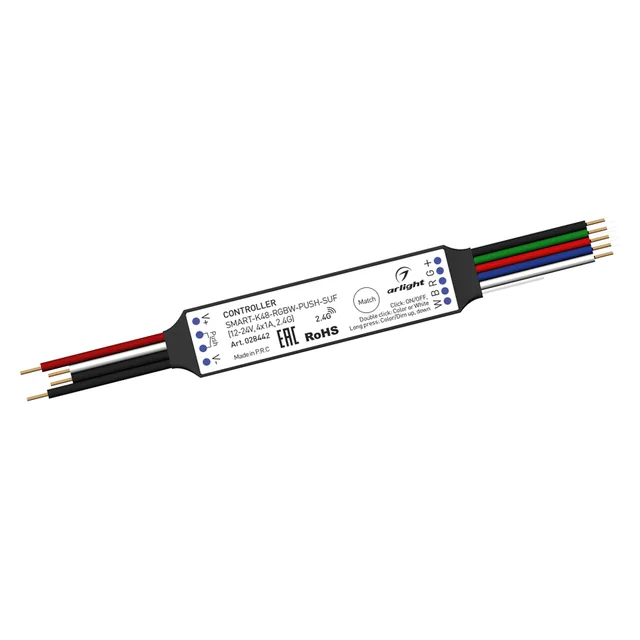 Контроллер SMART-K48-RGBW-PUSH-SUF (12-24V, 4x1A, 2.4G) (Arlight, Пластик), артикул 028442