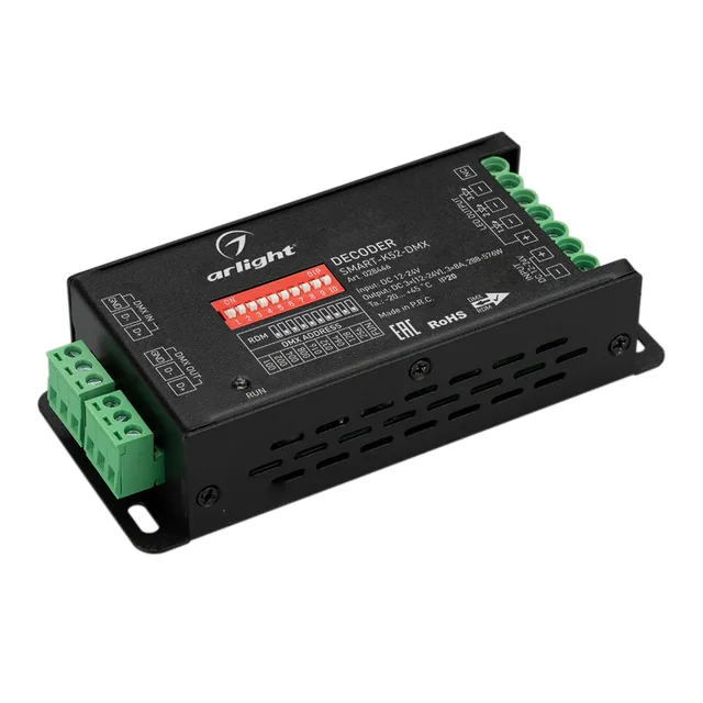 Декодер SMART-K52-DMX (12-24V, 3x8A) (Arlight, IP20 Металл, 5 лет), артикул 028446