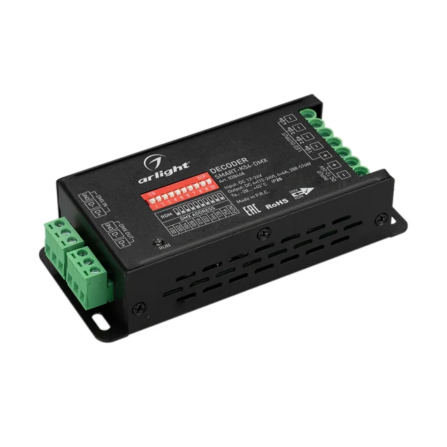 Декодер SMART-K54-DMX (12-24V, 4x6A) (Arlight, IP20 Металл, 5 лет), артикул 028448