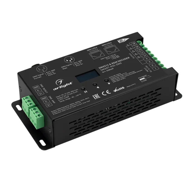 Декодер SMART-K55-DMX (12-24V, 5x6A, XLR3) (Arlight, Металл), артикул 028449