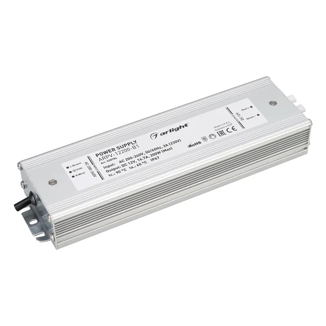 Блок питания ARPV-12200-B1 (12V, 16,7A, 200W) (Arlight, IP67 Металл, 3 года), артикул 028784