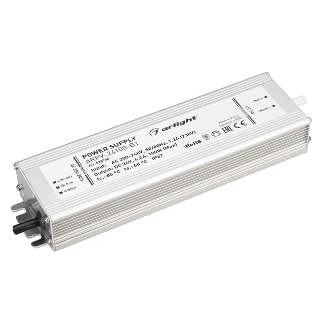 Блок питания ARPV-24100-B1 (24V, 4,2A, 100W) (Arlight, IP67 Металл, 3 года), артикул 028788