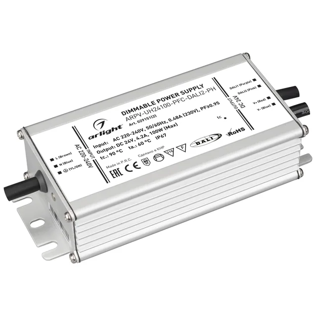 Блок питания ARPV-UH24100-PFC-DALI2-PH (24V, 4.2A, 100W) (Arlight, IP67 Металл, 7 лет), артикул 029151(2)