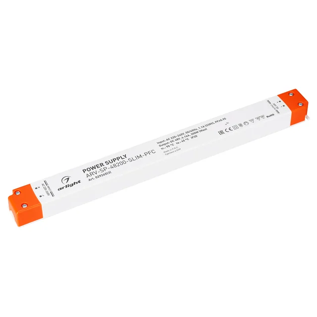 Блок питания ARV-SP-48200-SLIM-PFC (48V, 4.16A, 200W) (Arlight, IP20 Пластик, 5 лет), артикул 029265(3)
