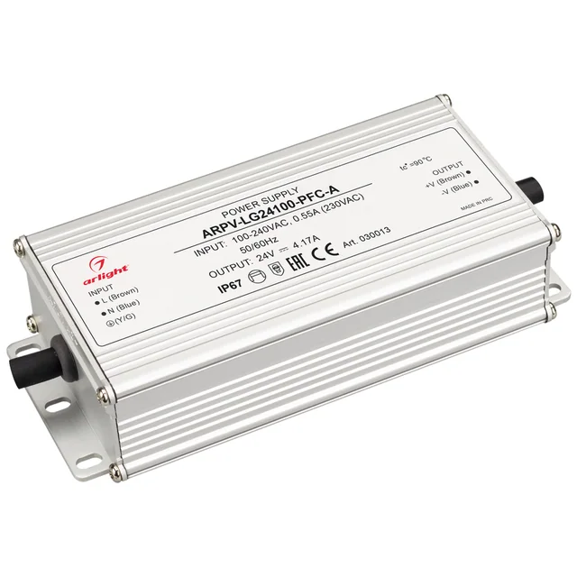 Блок питания ARPV-LG24100-PFC-A (24V, 4.17A, 100W) (Arlight, IP67 Металл, 5 лет), артикул 030013