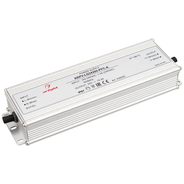 Блок питания ARPV-LG24250-PFC-A (24V, 10.4A, 250W) (Arlight, IP67 Металл, 5 лет), артикул 030020