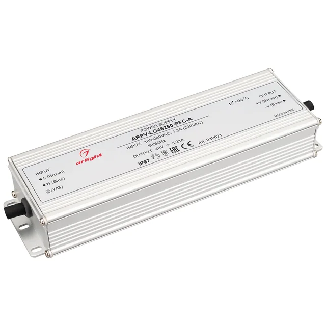 Блок питания ARPV-LG48250-PFC-A (48V, 5.21A, 250W) (Arlight, IP67 Металл, 5 лет), артикул 030021
