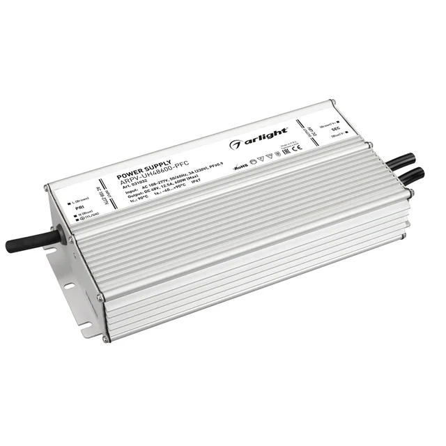 Блок питания ARPV-UH48600-PFC (48V, 12.5A, 600W) (Arlight, IP67 Металл, 7 лет), артикул 031032