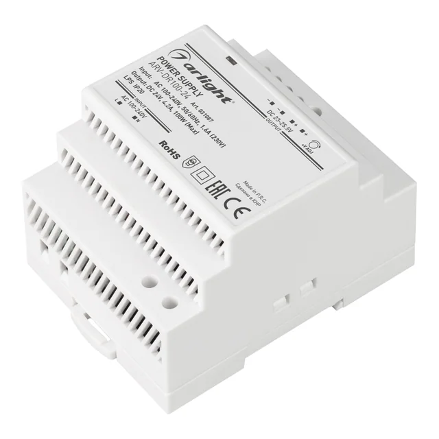 Блок питания ARV-DR100-24 (24V, 4.2A, 100W) (Arlight, IP20 DIN-рейка), артикул 031087