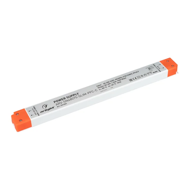 Блок питания ARV-SN48075-SLIM-PFC-C (48V, 1.56A, 75W) (Arlight, IP20 Пластик, 3 года), артикул 031504