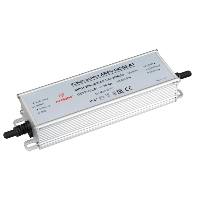 Блок питания ARPV-24250-A1 (24V, 10.4A, 250W) (Arlight, IP67 Металл, 3 года), артикул 031514