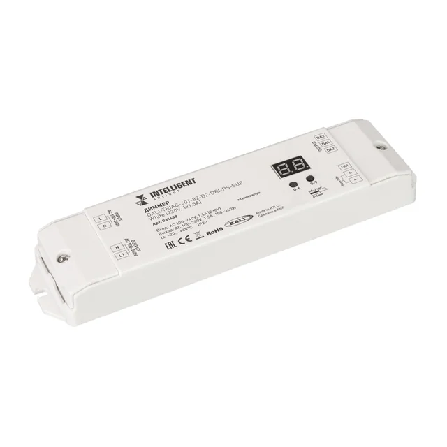INTELLIGENT ARLIGHT Диммер DALI-TRIAC-601-82-D2-DRI-PS-SUF White (230V, 1x1.5A) (IARL, IP20 Пластик, 5 лет), артикул 031688