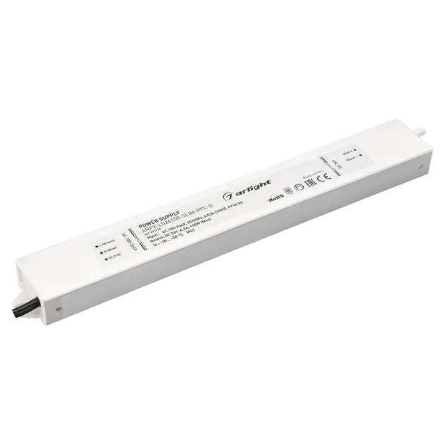 Блок питания ARPV-LG24100-SLIM-PFC-D (24V, 4.2A, 100W) (Arlight, IP67 Металл, 5 лет), артикул 031722