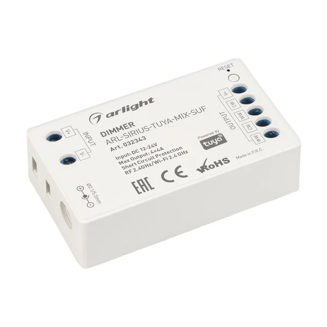Диммер ARL-SIRIUS-TUYA-MIX-SUF (12-24V, 4x4A, 2.4G) (Arlight, Контроллер), артикул 032343