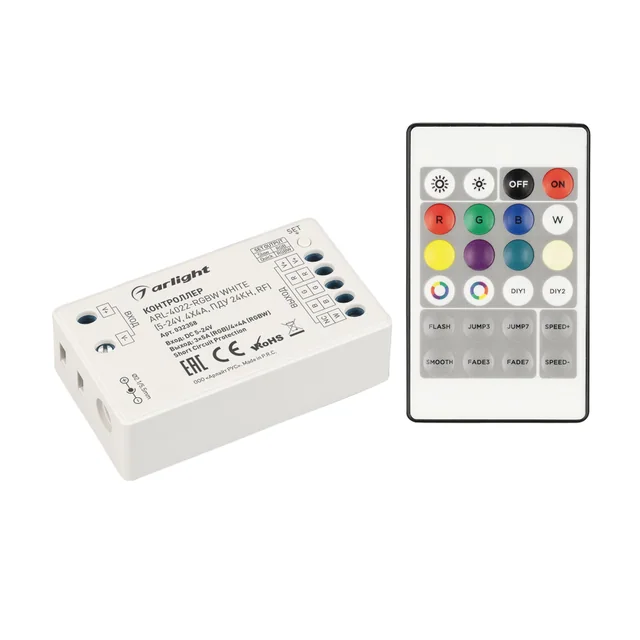 Контроллер ARL-4022-RGBW White (5-24V, 4x4A, ПДУ 24кн, RF) (Arlight, IP20 Пластик, 3 года), артикул 032358
