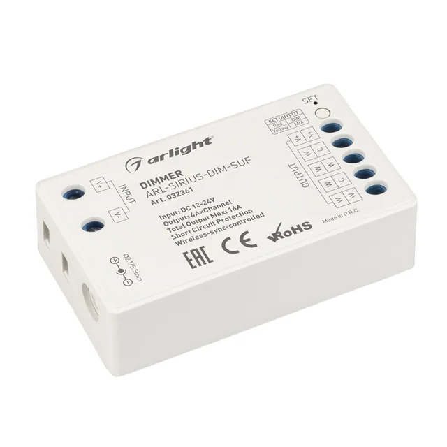Диммер ARL-SIRIUS-DIM-SUF (12-24V, 4x4A, 2.4G) (Arlight, Контроллер), артикул 032361