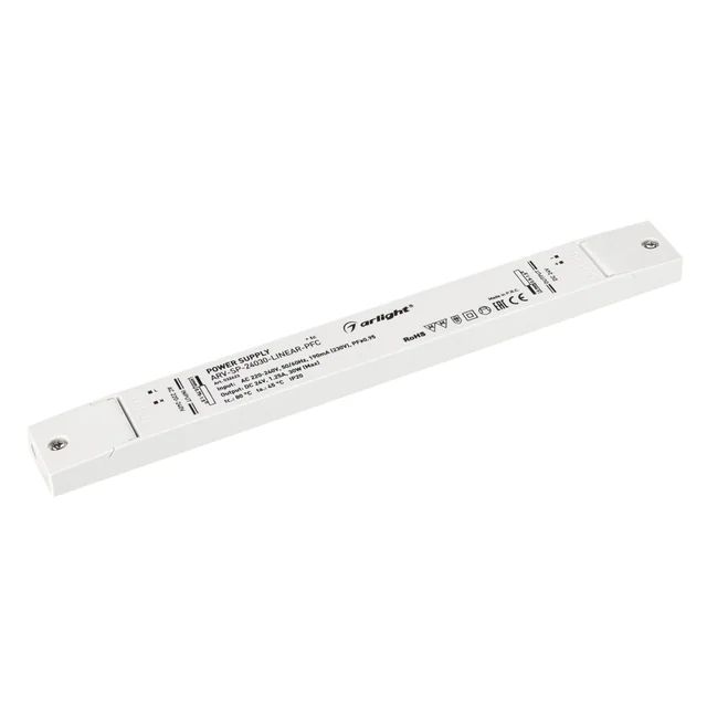 Блок питания ARV-SP-24030-LINEAR-PFC (24V, 1.25A, 30W) (Arlight, IP20 Пластик, 5 лет), артикул 032623