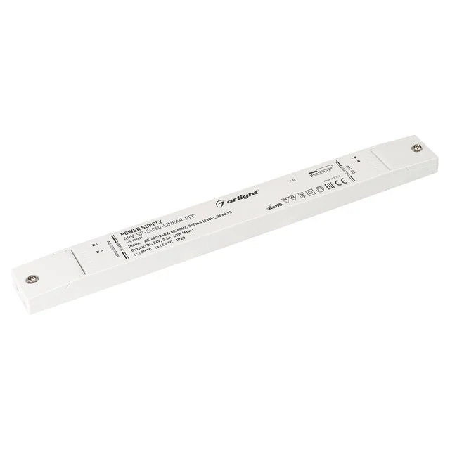 Блок питания ARV-SP-24060-LINEAR-PFC (24V, 2.5A, 60W) (Arlight, IP20 Пластик, 5 лет), артикул 032624
