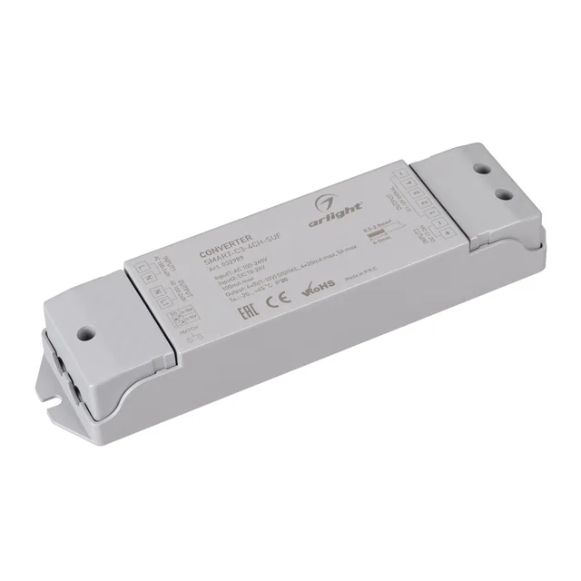 Конвертер SMART-C3-4CH-SUF (12-24V, RF-0/1-10V, 2.4G) (Arlight, IP20 Пластик, 5 лет), артикул 032989