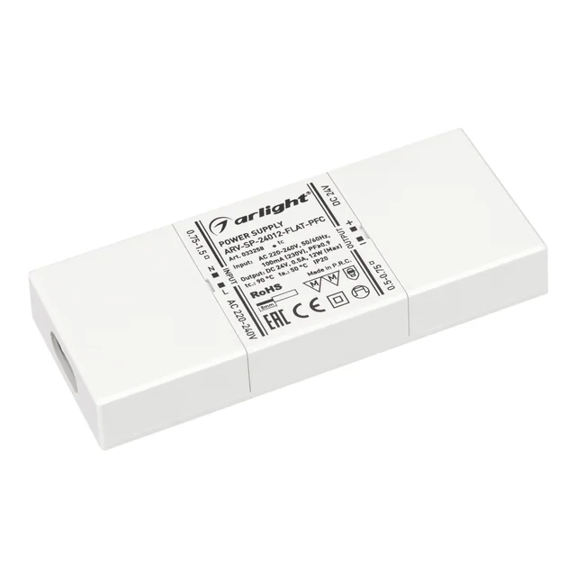 Блок питания ARV-SP-24012-FLAT-PFC (24V, 0.5A, 12W) (Arlight, IP20 Пластик, 5 лет), артикул 033258