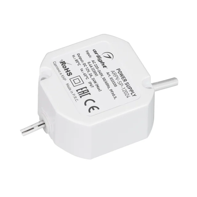 Блок питания ARPV-SP-12024 (12V, 2A, 24W) (Arlight, IP67 Пластик, 5 лет), артикул 033330