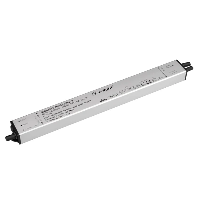 Блок питания ARPV-LG24060-LINEAR-PFC-DALI2-PD (24V, 2.5A, 60W) (Arlight, IP67 Металл, 5 лет), артикул 033428