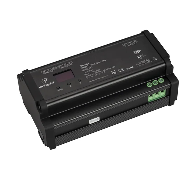 Диммер SMART-TRIAC-DIM-DIN (230V, 6A) (Arlight, IP20 Пластик, 5 лет), артикул 033761