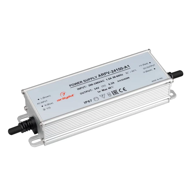 Блок питания ARPV-24150-A1 (24V, 6.25A, 150W) (Arlight, IP67 Металл, 3 года), артикул 034209