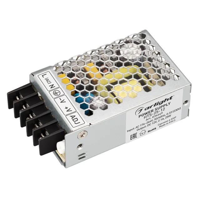 Блок питания HTS-25-12 (12V, 2.1A, 25W) (Arlight, IP20 Сетка, 3 года), артикул 034449