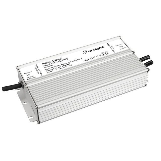 Блок питания ARPV-UH24600-PFC (24V, 25A, 600W) (Arlight, IP67 Металл, 7 лет), артикул 034463