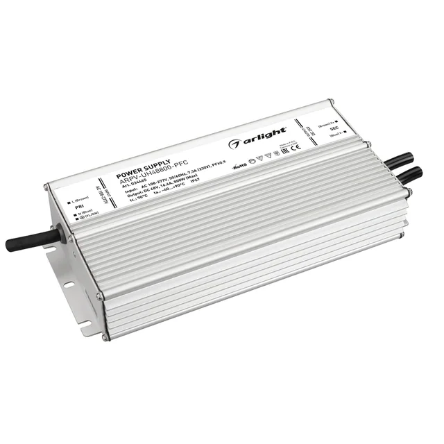 Блок питания ARPV-UH48800-PFC (48V, 16.6A, 800W) (Arlight, IP67 Металл, 7 лет), артикул 034465