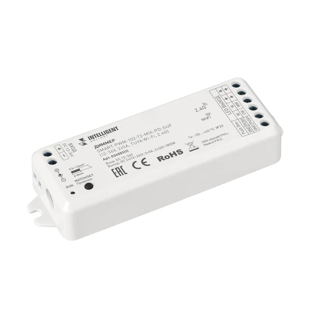 INTELLIGENT ARLIGHT Диммер SMART-PWM-102-72-MIX-PD-SUF (12-36V, 2x5A, TUYA Wi-Fi, 2.4G) (IARL, Контроллер), артикул 034501(1)