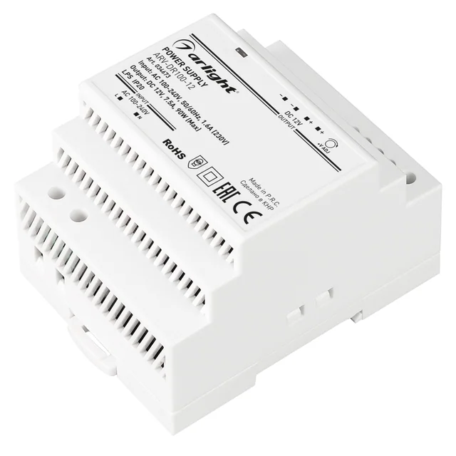 Блок питания ARV-DR100-12 (12V, 7.5A, 90W) (Arlight, IP20 DIN-рейка), артикул 034673