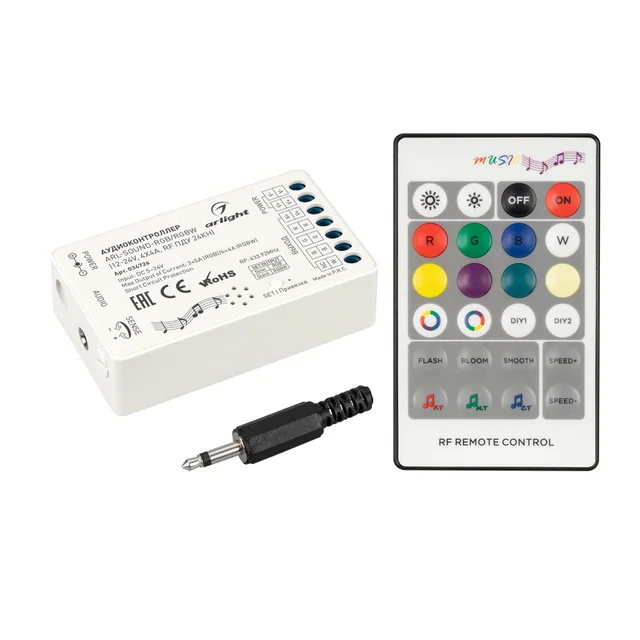 Аудиоконтроллер ARL-SOUND-RGB/RGBW (12-24V, 4x4A, RF ПДУ 24кн) (Arlight, IP20 Пластик, 3 года), артикул 034726
