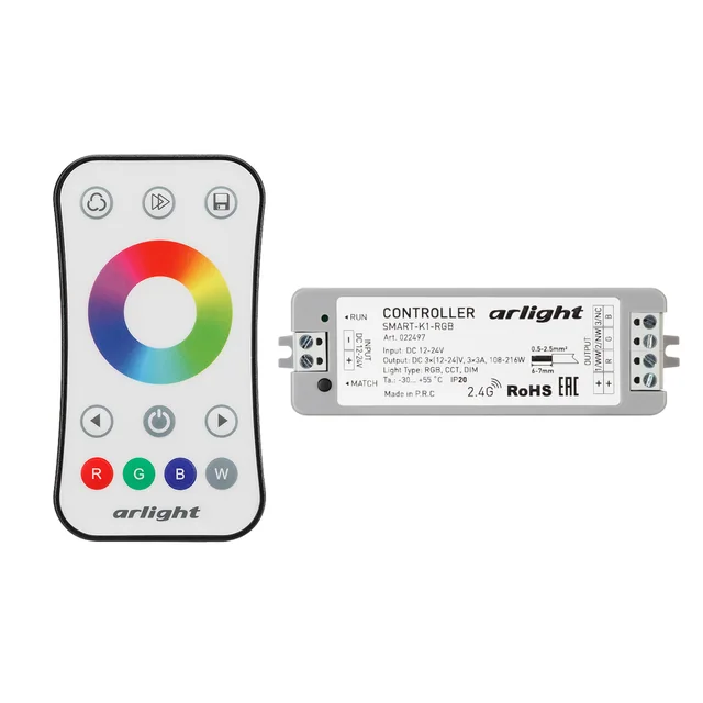 Контроллер SMART-RGB-SET-RING (12-24V, 3x3A, ПДУ 2.4G) (Arlight, IP20 Пластик, 5 лет), артикул 034807