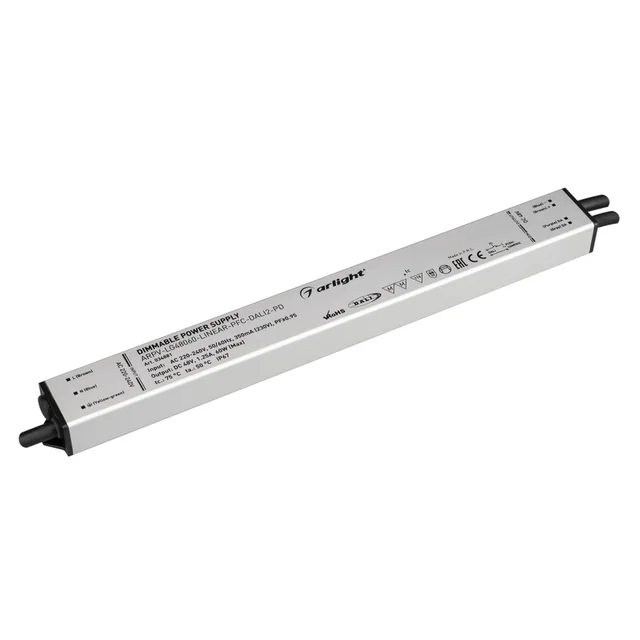 Блок питания ARPV-LG48060-LINEAR-PFC-DALI2-PD (48V, 1.25A, 60W) (Arlight, IP67 Металл, 5 лет), артикул 034881