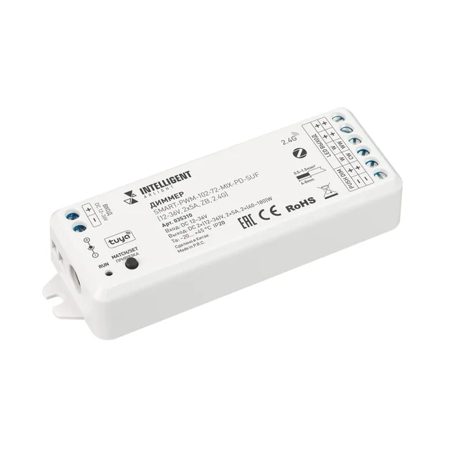 INTELLIGENT ARLIGHT Диммер SMART-PWM-102-72-MIX-PD-SUF (12-36V, 2x5A, ZB, 2.4G) (IARL, Контроллер), артикул 035310