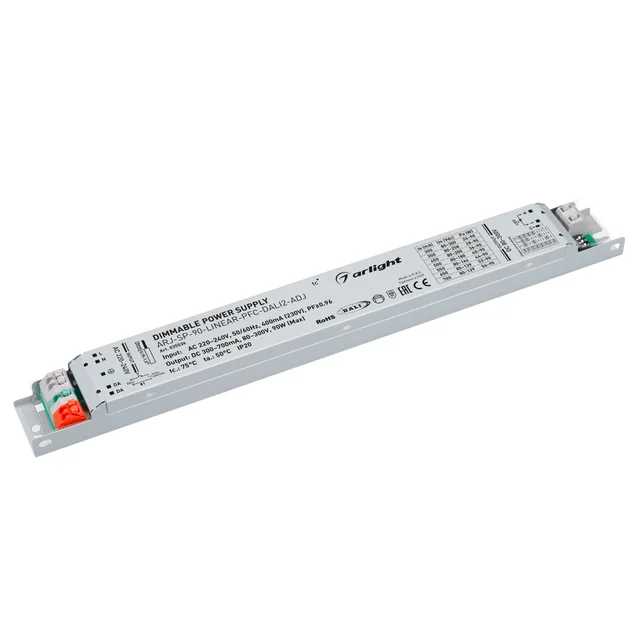 Блок питания ARJ-SP-90-LINEAR-PFC-DALI2-ADJ (90W, 80-300V, 0.3-0.7A) (Arlight, IP20 Металл, 5 лет), артикул 035536