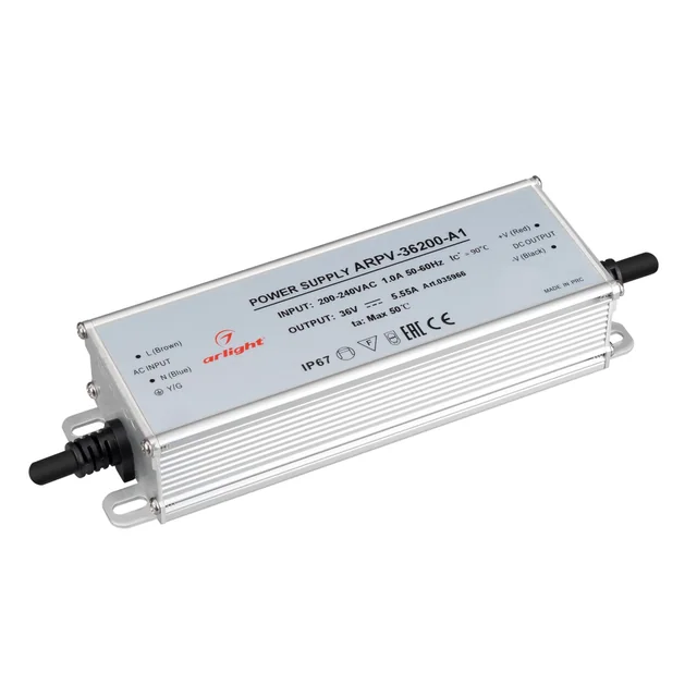 Блок питания ARPV-36200-A1 (36V, 5.55A, 200W) (Arlight, IP67 Металл, 3 года), артикул 035966