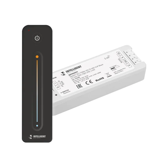 INTELLIGENT ARLIGHT Диммер SMART-SET-PWM-102-72-MIX-SUF Black (12-24V, 2x5A, ПДУ LINE, 2.4G) (IARL, Контроллер), артикул 036186